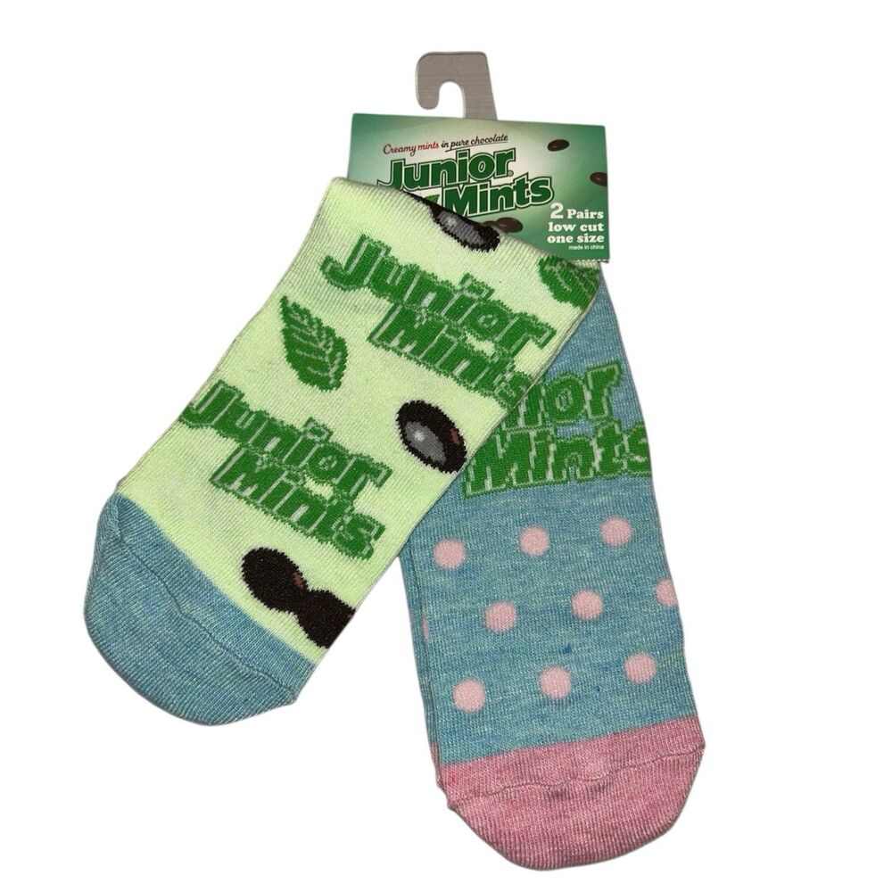 2x Junior Mints Novelty Low Cut Socks Adult Set One Size